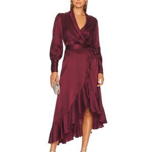 Zimmermann Silk Satin Wrap Ruffle Midi Long Sleeve size 1 US 4-6